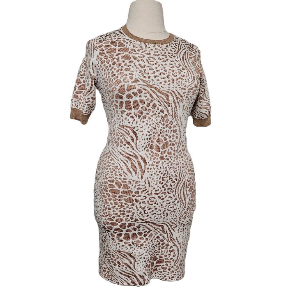 Ann Taylor Mixed Animal Print Sweater Shift Dress Size M Like New! ✨HP✨ - Picture 3 of 9